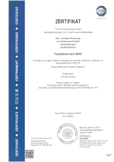 Zertifikat Wasserhaushaltsgesetz Gebr. Lemberger GmbH